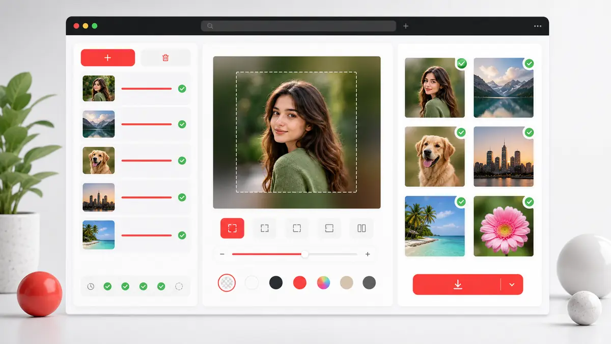 Batch Square Image Converter showing multiple images converted into square outputs and downloaded as a ZIP