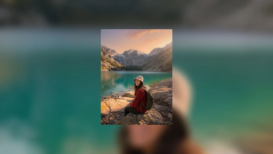 Side blur photo on a 16:9 canvas with the original portrait still fully visible