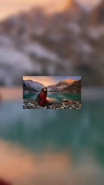 Blur frame on a 9:16 Story canvas with a landscape photo centered