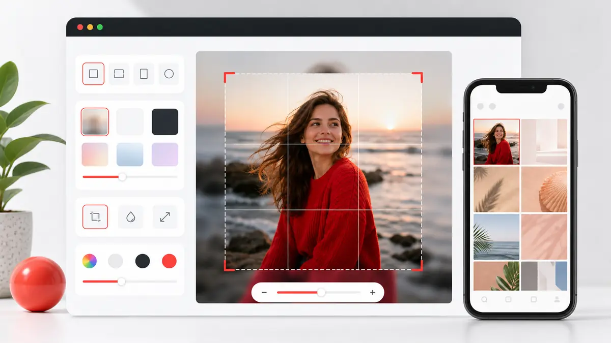 Instagram square image maker preview for 1080x1080 feed posts and profile pictures