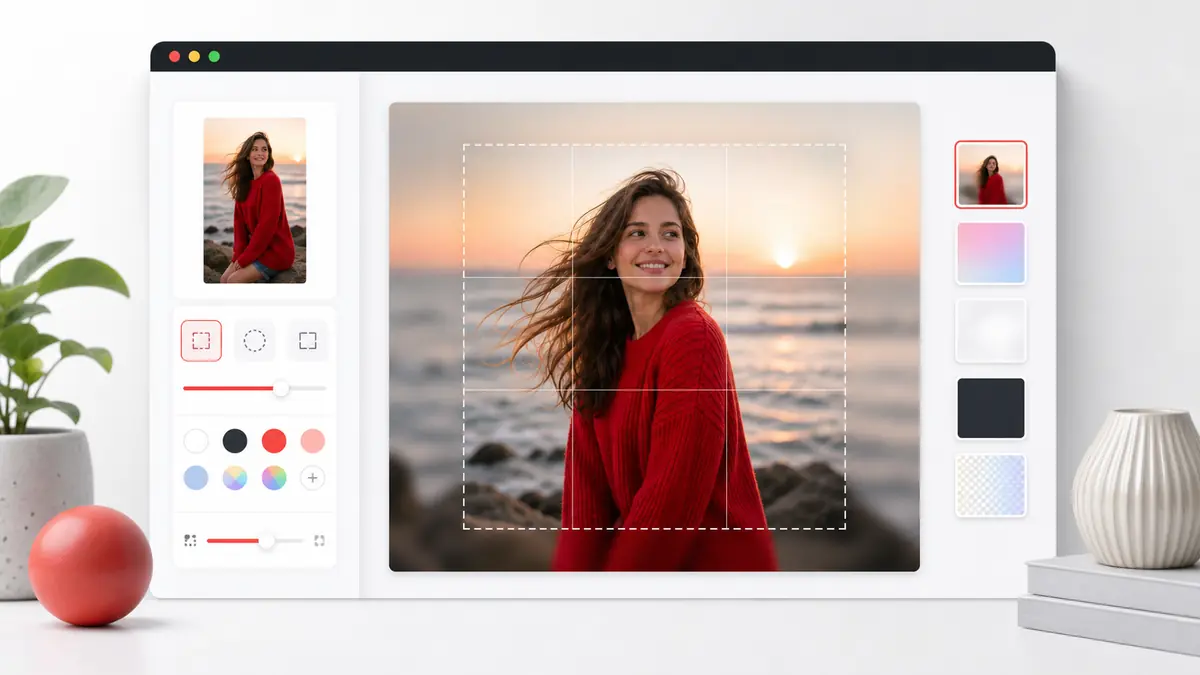 Make image square without cropping by adding blur and color backgrounds around a portrait photo